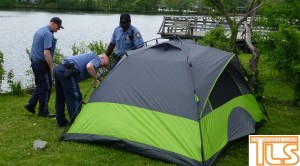 tent on lake