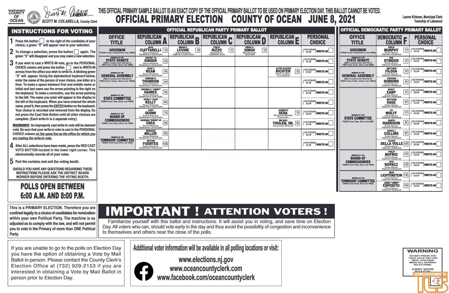 Primary Election Sample Ballots Arrive in Mail The Lakewood Scoop