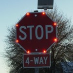 blinking stop sign