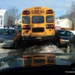 school bus squeezing through-readers scoop sent